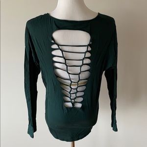 Express v-neck open back tee